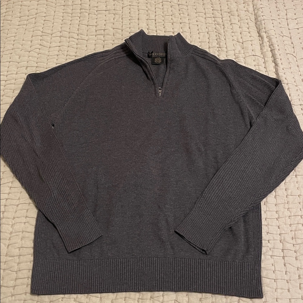 Men's Charcoal Zip-Up Sweater